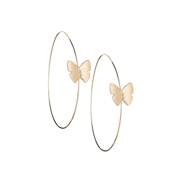 Continuous Butterfly Hoops 4 in Yellow Gold 570x571 - Continuous Butterfly Hoop 4" Earrings